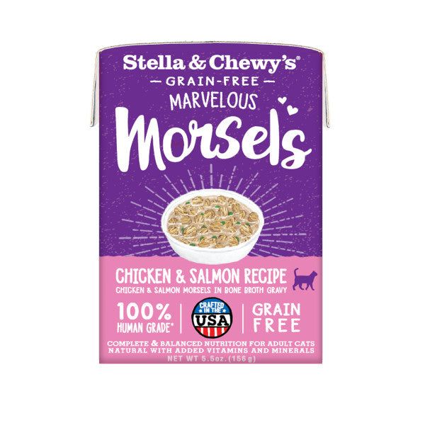 Stella & Chewy's Wet Food for Cats - Marvelous Morsels Chicken and Salmon Medley, 5.5-oz Case of 12