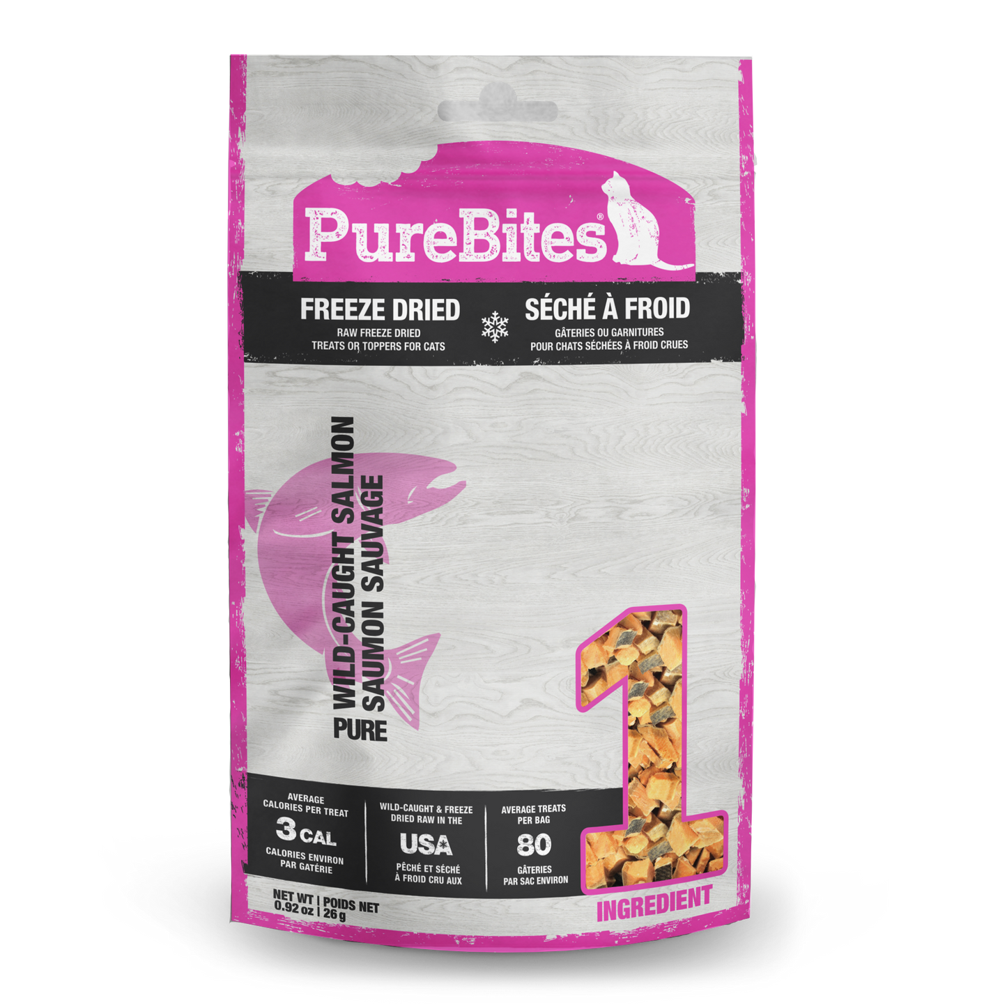 PureBites Freeze-Dried Cat Treats, Salmon Recipe, 0.92-oz Bag