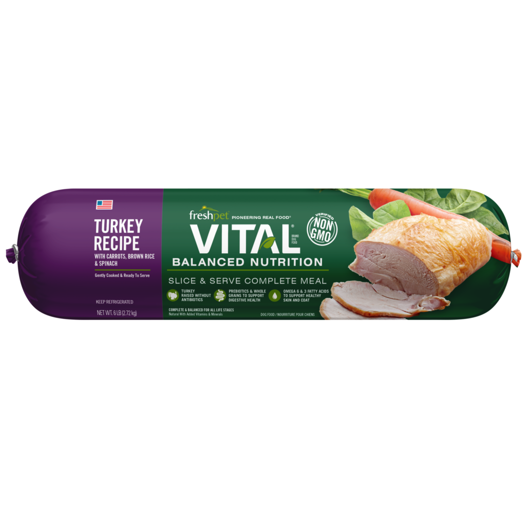 Freshpet Vital Balanced Nutrition Turkey Recipe, Gently Cooked Dog Food, 6-lb Roll