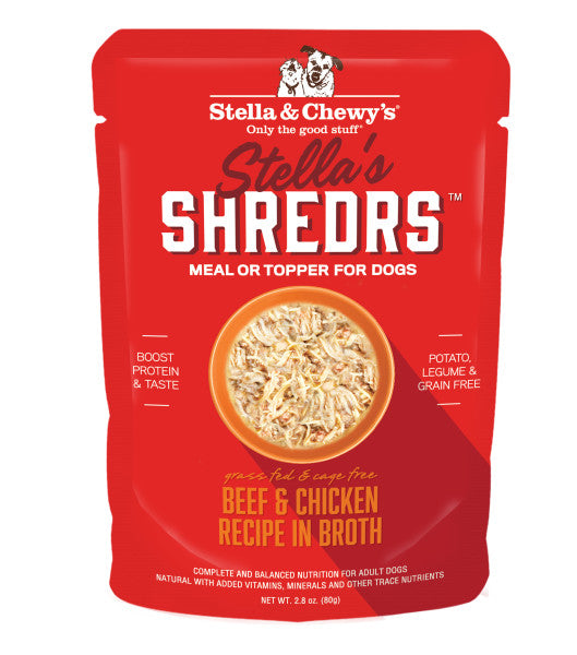 Stella and Chewy's Shredrs Grass Fed and Cage-Free Beef & Chicken Recipe 2.8-oz, Wet Dog Food