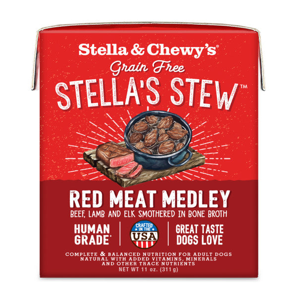 Stella & Chewy's Stew for Dogs - Red Meat Medley Recipe, Wet Dog Food, 11-oz Case of 12