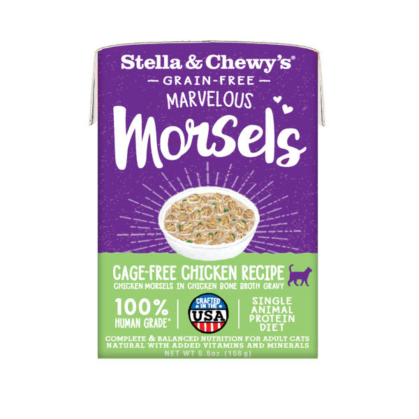 Stella & Chewy's Wet Food for Cats - Marvelous Morsels Cage-Free Chicken Recipe, 5.5-oz Case of 12