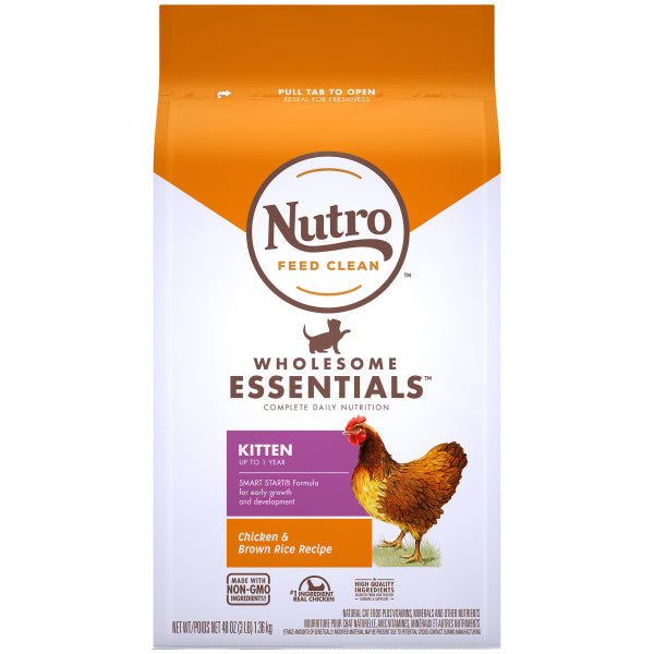 NUTRO WHOLESOME ESSENTIALS Natural Dry Cat Food, Kitten Chicken & Brown Rice Recipe