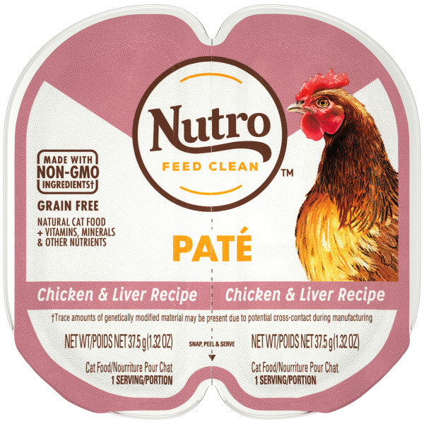 Nutro Grain Free Natural Wet Cat Food Paté Chicken & Liver Recipe, 2.64-oz Case of 24
