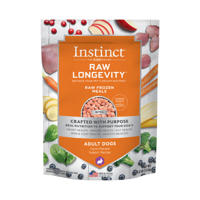 Instinct Raw Longevity Adult Frozen Rabbit Bites Dog Food, 4-lb Bag