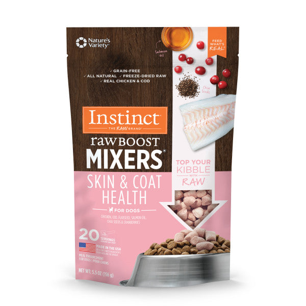 Instinct Raw Boost Mixers Skin and Coat Health Freeze-Dried Dog Food Topper, 5.5-oz Bag