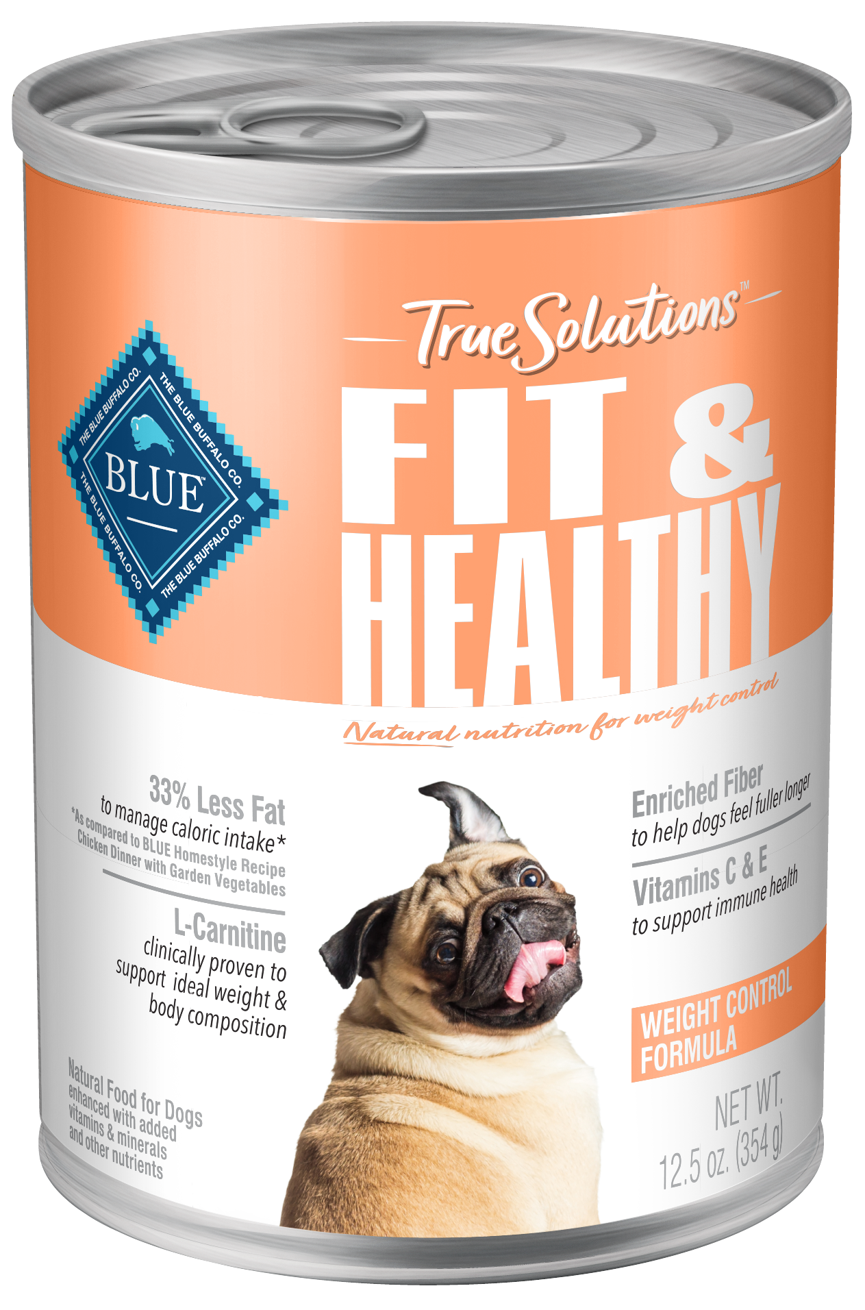 Blue Buffalo True Solutions Fit & Healthy Natural Weight Control Adult Wet Dog Food, Chicken 12.5-oz cans, Case of 12