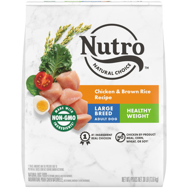 NUTRO NATURAL CHOICE Large Breed Healthy Weight Adult Dry Dog Food, Chicken & Brown Rice Recipe, 30-lb Bag