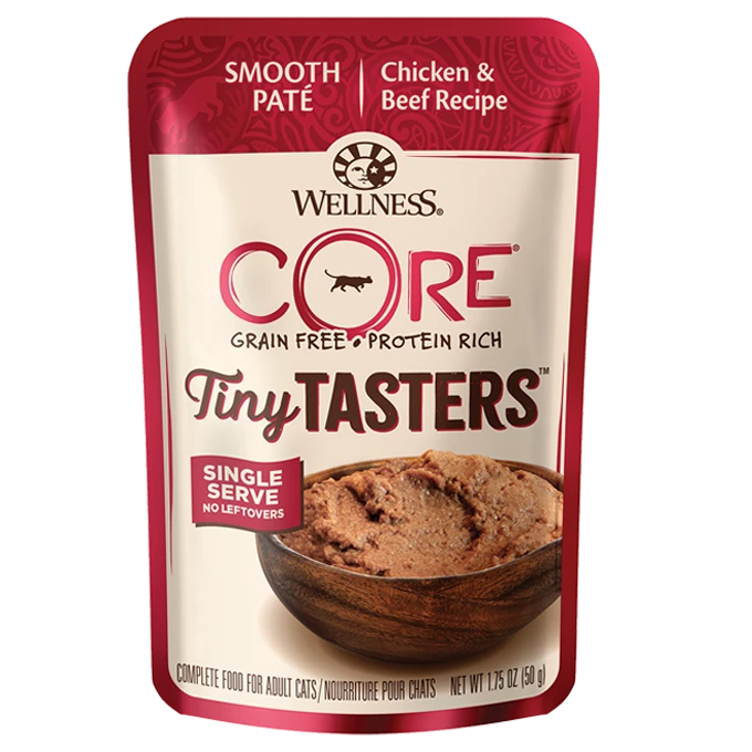 Wellness CORE® Tiny Tasters™ Chicken & Beef Pate 1.75-oz Pouch, Wet Cat Food