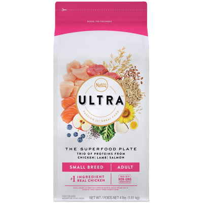 NUTRO ULTRA Small Breed Adult High Protein Natural Dry Dog Food with a Trio of Proteins from Chicken, Lamb and Salmon, 3.5-lb Bag