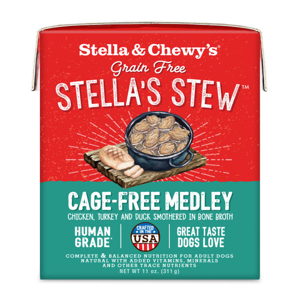 Stella & Chewy's Stew for Dogs - Cage-Free Medley Recipe, Wet Dog Food, 11-oz Case of 12