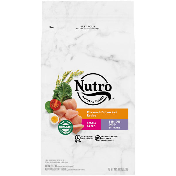 NUTRO NATURAL CHOICE Small Breed Senior Dry Dog Food, Chicken & Brown Rice Recipe, 5-lb Bag