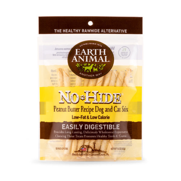 Earth Animal No-Hide Cage-Free Peanut Butter Natural Rawhide Alternative Dog Chews, 3-oz (10 pack)