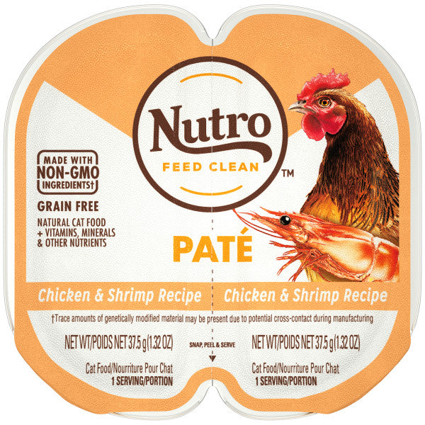 Nutro Grain Free Natural Wet Cat Food Paté Chicken & Shrimp Recipe, 2.64-oz Case of 24