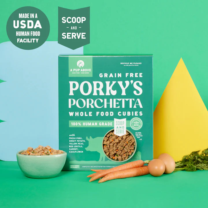 A Pup Above Porky's Porchetta Whole Food Cubies 2-lb, Gently Cooked Dry Dog Food