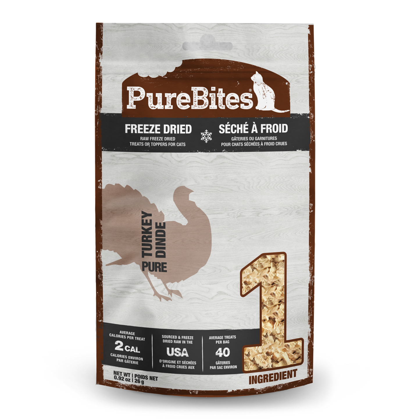 PureBites Freeze-Dried Cat Treats, Turkey Recipe, 0.92-oz Bag