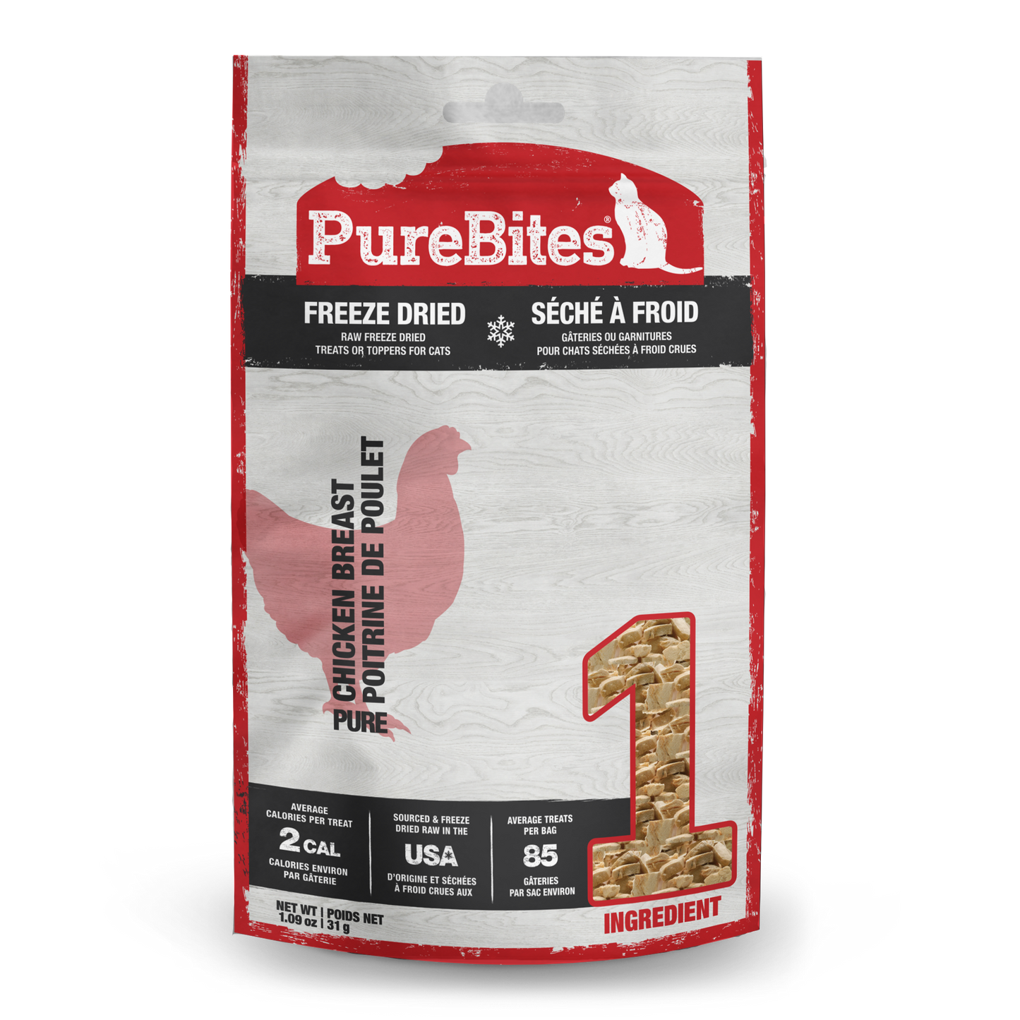 PureBites Freeze-Dried Cat Treats, Chicken Breast Recipe, 1.09-oz Bag