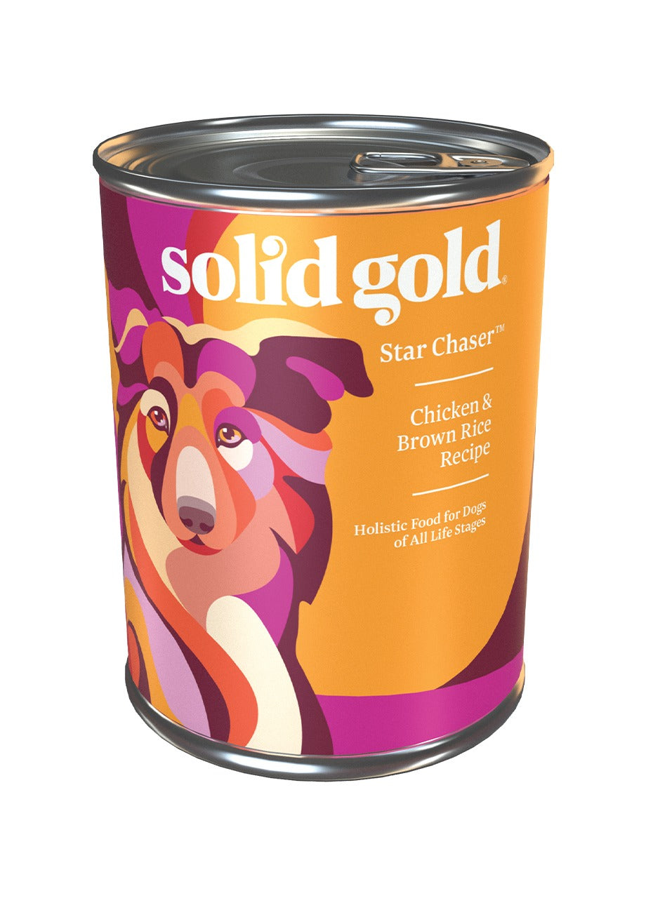 Solid Gold Star Chaser, Chicken and Brown Rice Recipe, Wet Dog Food, 13.2-oz Case of 6