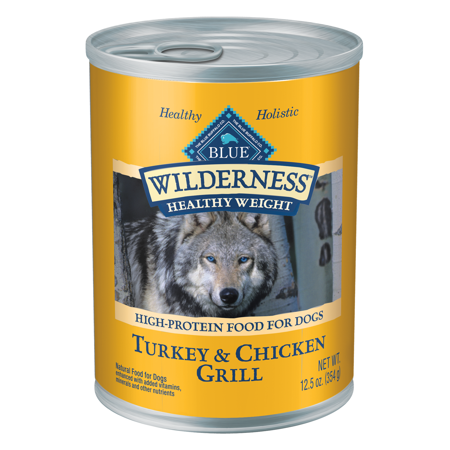 Blue Buffalo Wilderness High Protein, Natural Adult Healthy Weight Wet Dog Food, Turkey & Chicken Grill 12.5-oz, Case of 12
