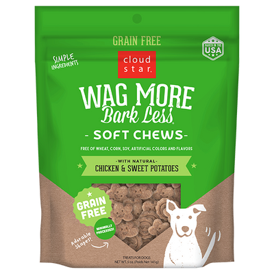 Cloud Star Wag More Bark Less Grain-Free Soft & Chewy Chicken Recipe 5-oz, Dog Treat