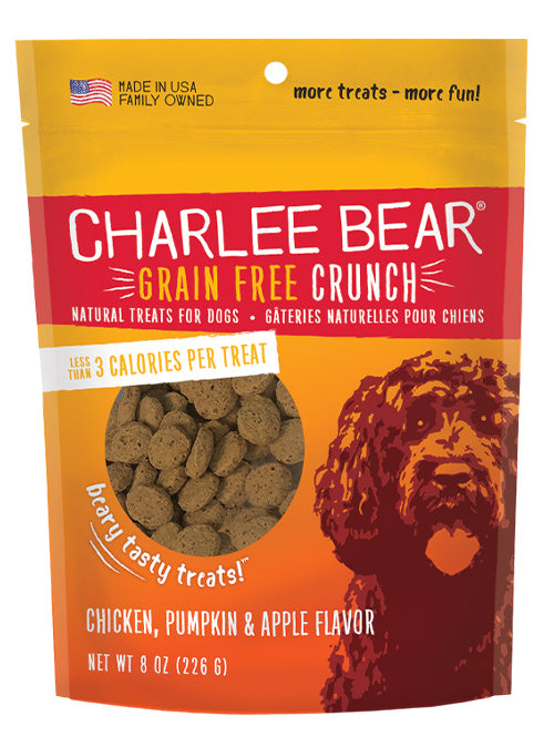 Charlee Bear Grain Free Crunch, Chicken, Pumpkin, And Apple Recipe, Dog Treats, 8-oz Bag