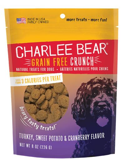 Charlee Bear Grain Free Crunch, Turkey, Sweet Potato, And Cranberry Recipe, Dog Treats, 8-oz Bag