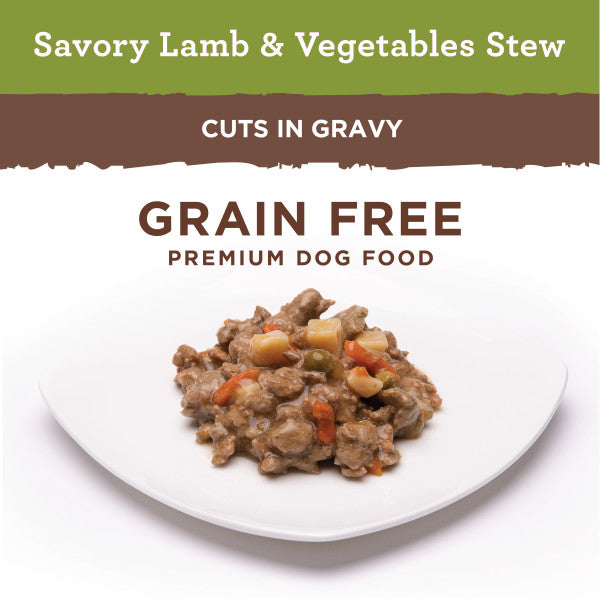 Nutro Adult Natural Grain Free Wet Dog Food Cuts in Gravy Savory Lamb & Vegetables Stew, 3.5-oz Case of 24