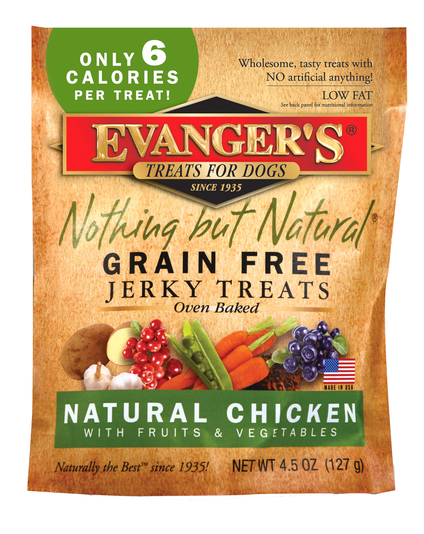 Evanger's Grain Free Holistic Chicken With Fruits & Veggies Dog Treats, 4.5-oz Bag
