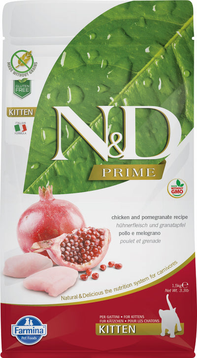 Farmina N&D Prime Chicken and Pomegranate Kitten Dry Cat Food, 3.3-lb Bag