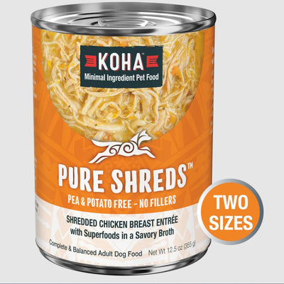 Koha Pure Shreds Shredded Chicken Breast Entrée, Wet Dog Food, 12.5oz Case Of 12