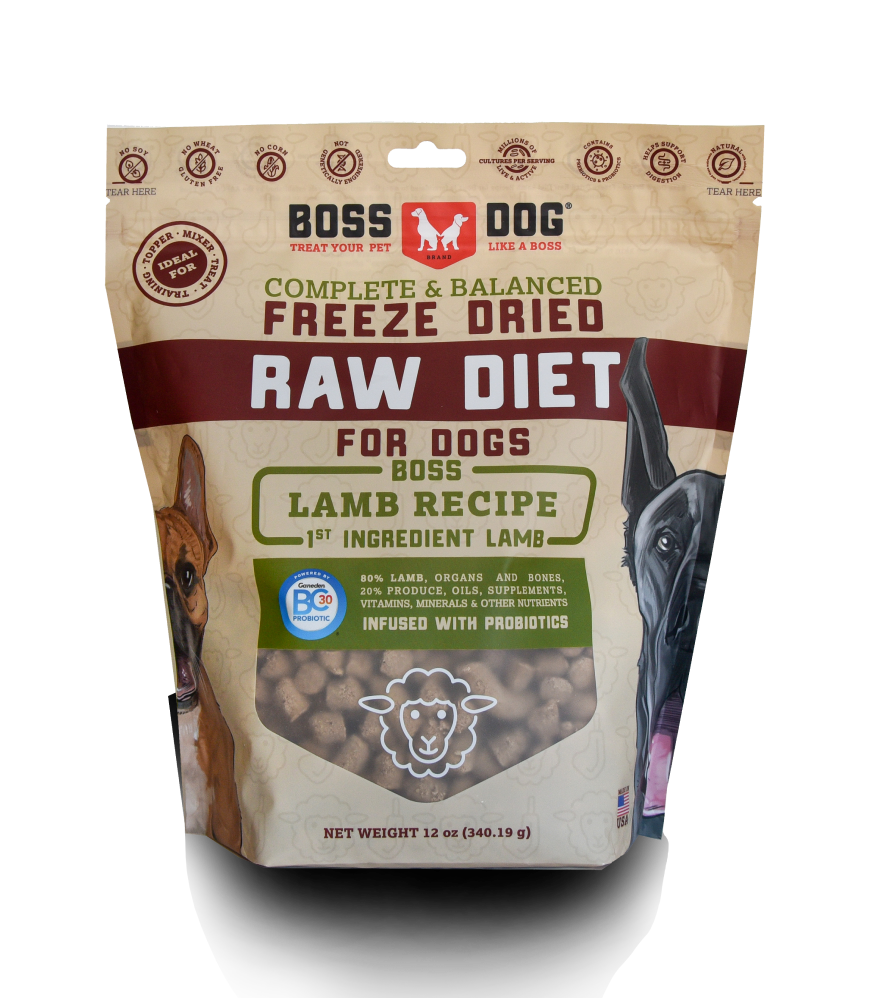 Boss Dog Adult Lamb, Freeze-Dried Dog Food, 12-oz Bag