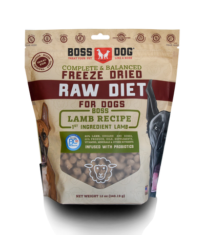 Boss Dog Adult Lamb, Freeze-Dried Dog Food, 12-oz Bag