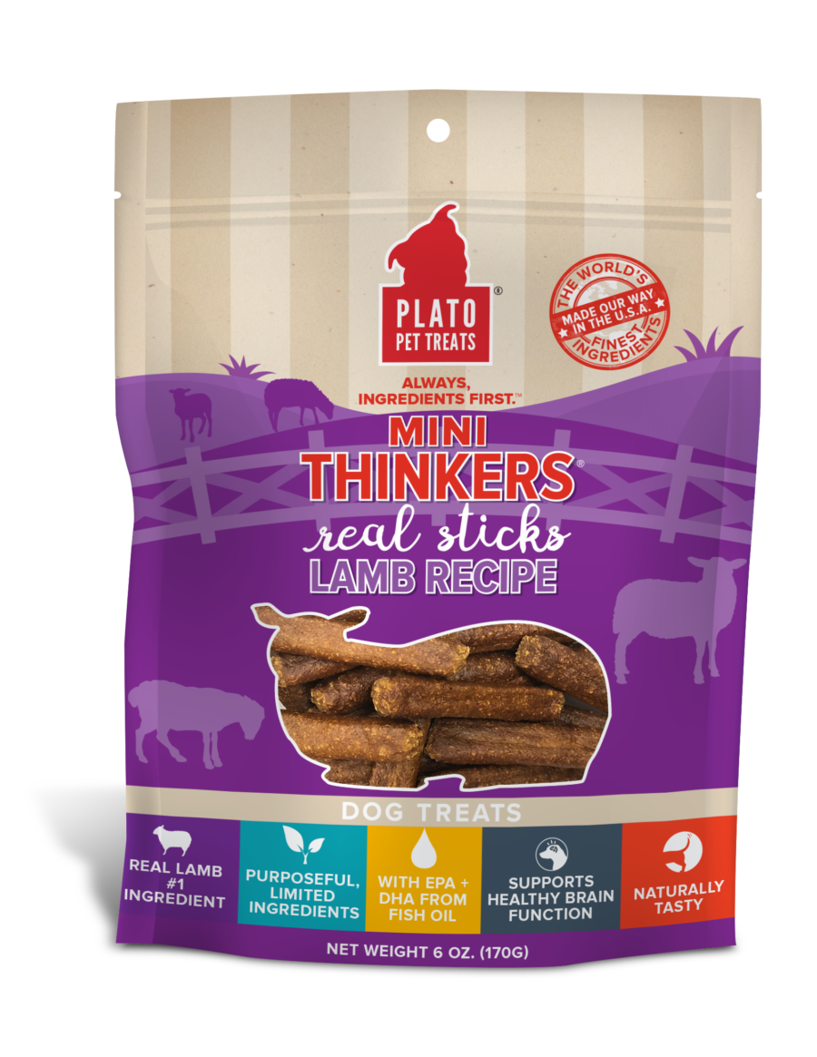 Plato Mini Thinkers Meat Stick Dog Treats, Lamb Recipe