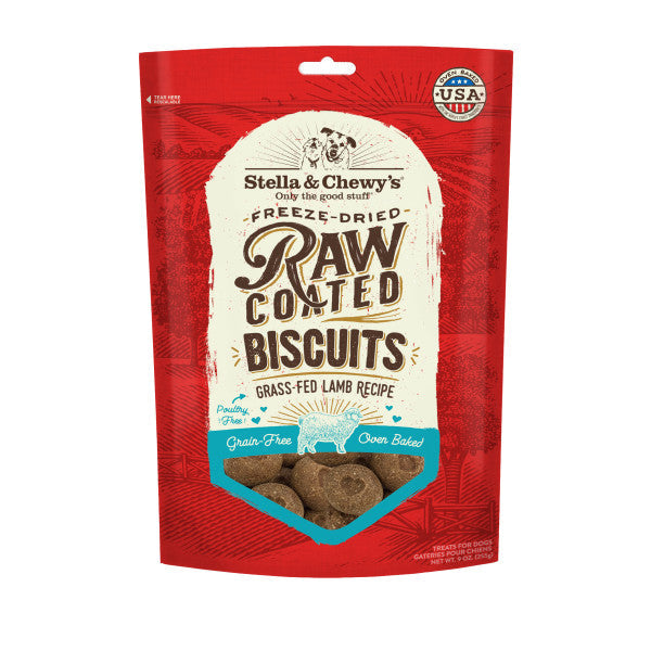 Stella & Chewy's Treats for Dogs - Lamb Raw Coated Biscuits, 9-oz Bag