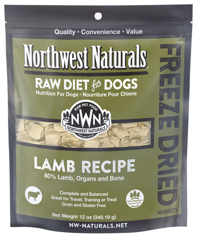 Northwest Naturals Lamb Recipe, Freeze-Dried Raw Dog Food, 12-oz Bag