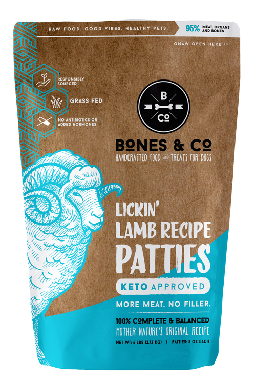 Bones & Co Frozen Raw Lamb, Dog Food, 6-lb Bag