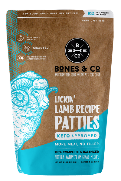 Bones & Co Frozen Raw Lamb, Dog Food, 6-lb Bag