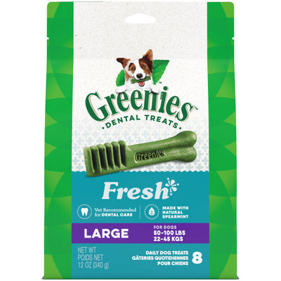 GREENIES Large Natural Dog Dental Care Chews Oral Health Dog Treats Fresh Flavor, 12-oz Pack