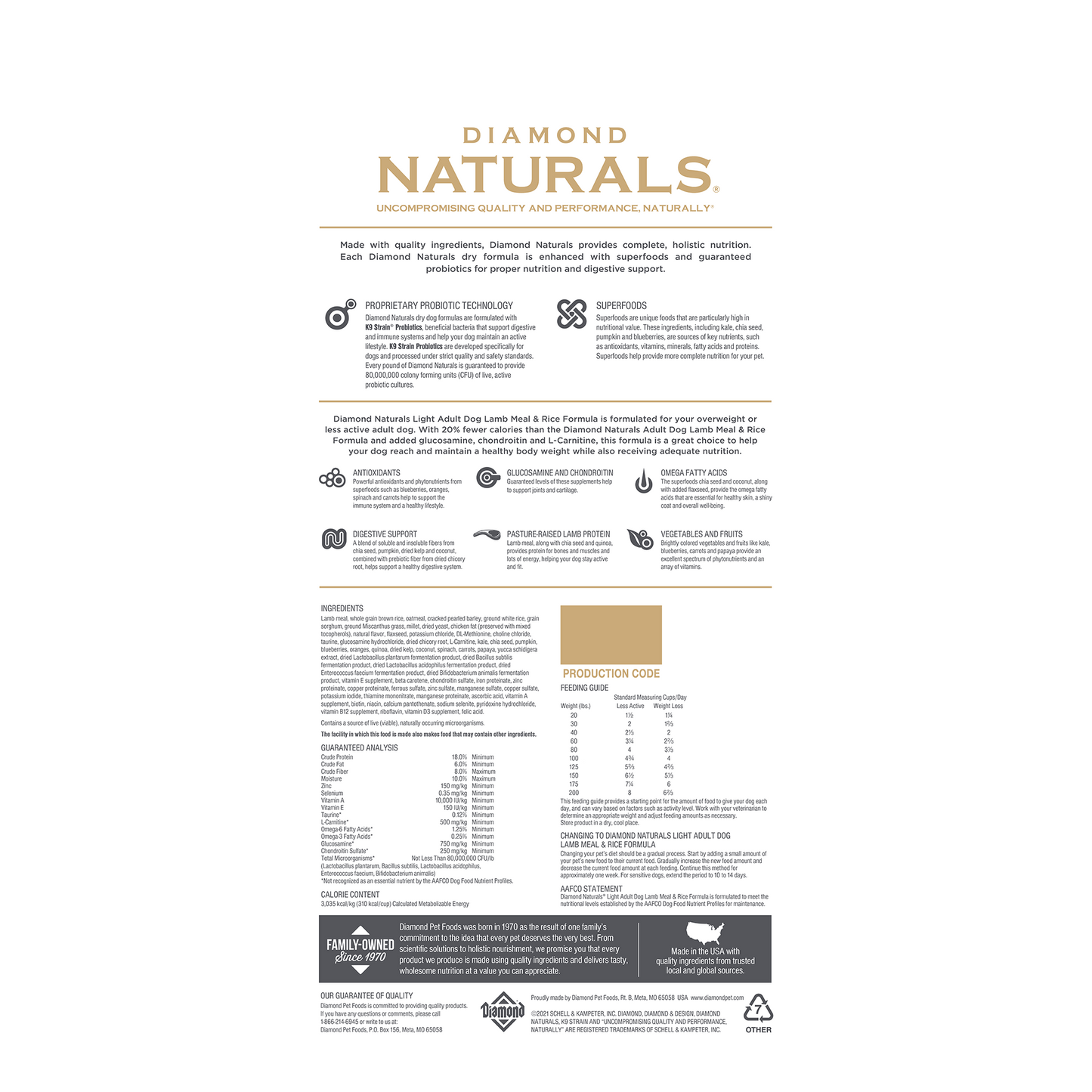 Diamond Naturals Light Lamb & Rice Formula 30-lb, Dry Dog Food