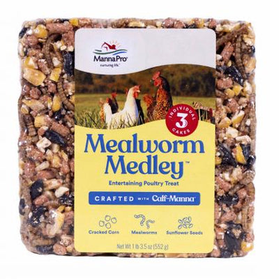 Manna-Pro Mealworm Medley, Poultry Treat, 3-Pack