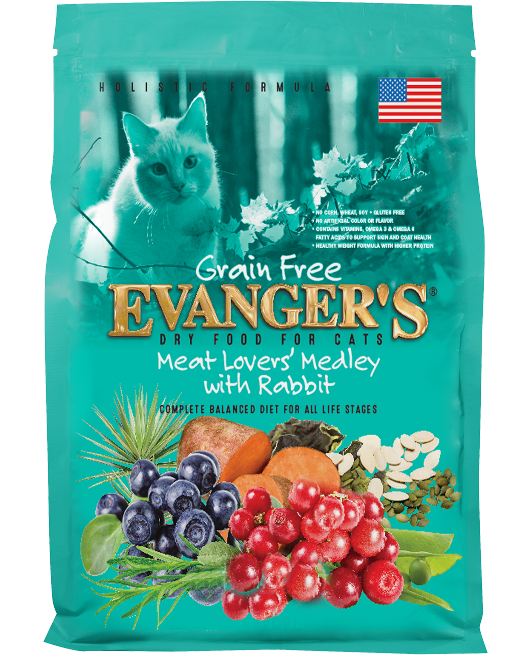 Evanger's Grain Free Meat Lover’s Medley Recipe With Rabbit Dry Cat Food, 4.4-lb Bag