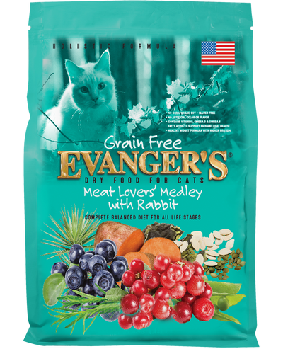 Evanger's Grain Free Meat Lover’s Medley Recipe With Rabbit Dry Cat Food, 4.4-lb Bag