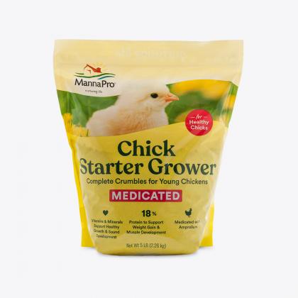 Manna-Pro Medicated Chicken Starter Grower, Chicken Feed, 5-lb Bag