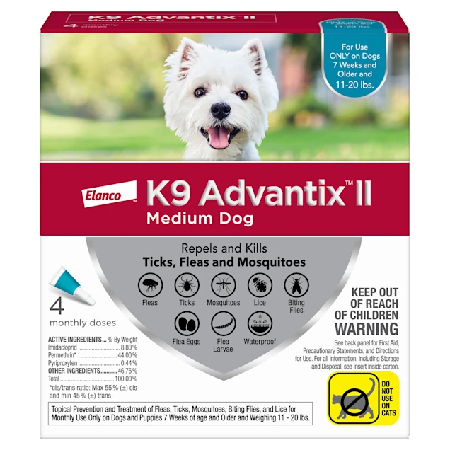 Advantix II - Elanco, Flea & Tick Treatment for Dogs 11 lbs to 20 lbs