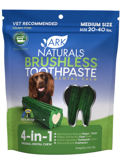 Ark Naturals Brushless Toothpaste Dog Chew, Medium (20-40lbs)