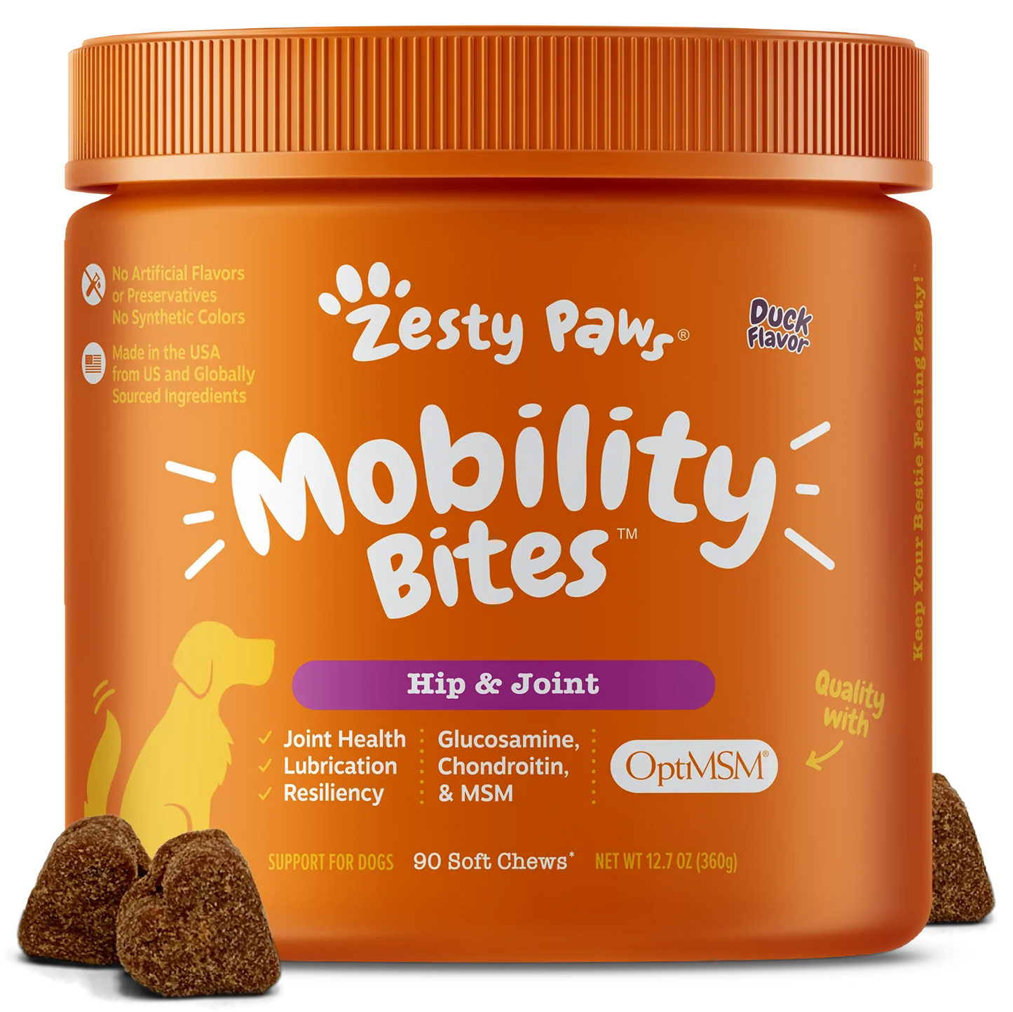 Zesty Paws Mobility Bites for Dogs, Functional Supplement for Hip and Joints, 90-Count