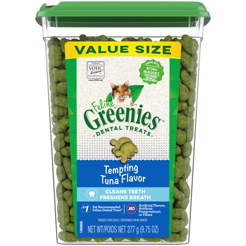 FELINE GREENIES Adult Natural Dental Care Cat Treats, Tuna Recipe