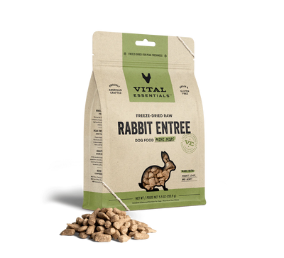 Vital Essentials Rabbit Mini Nibs Freeze-Dried Raw Dog Food, 14-oz Bag