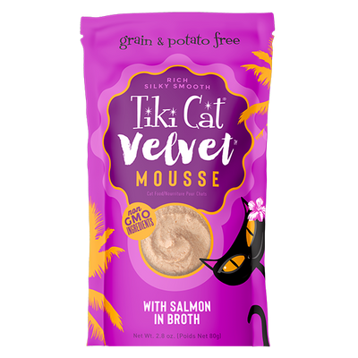 Tiki Cat Velvet Mousse, Salmon In Broth Recipe 2.8-oz Pouch, Wet Cat Food