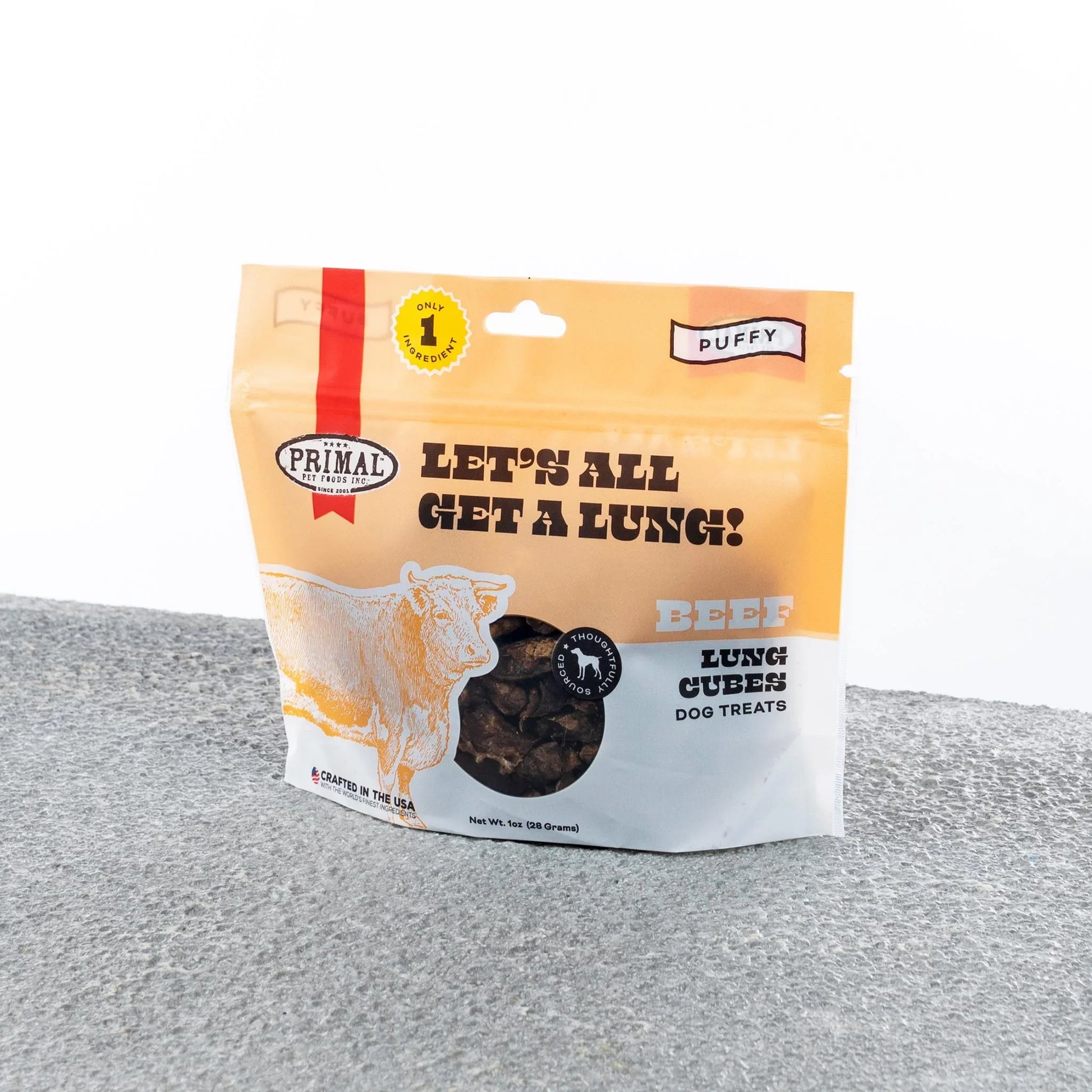 Primal Let s All Get A Lung Beef Dehydrated Dog Treats 1.5 oz